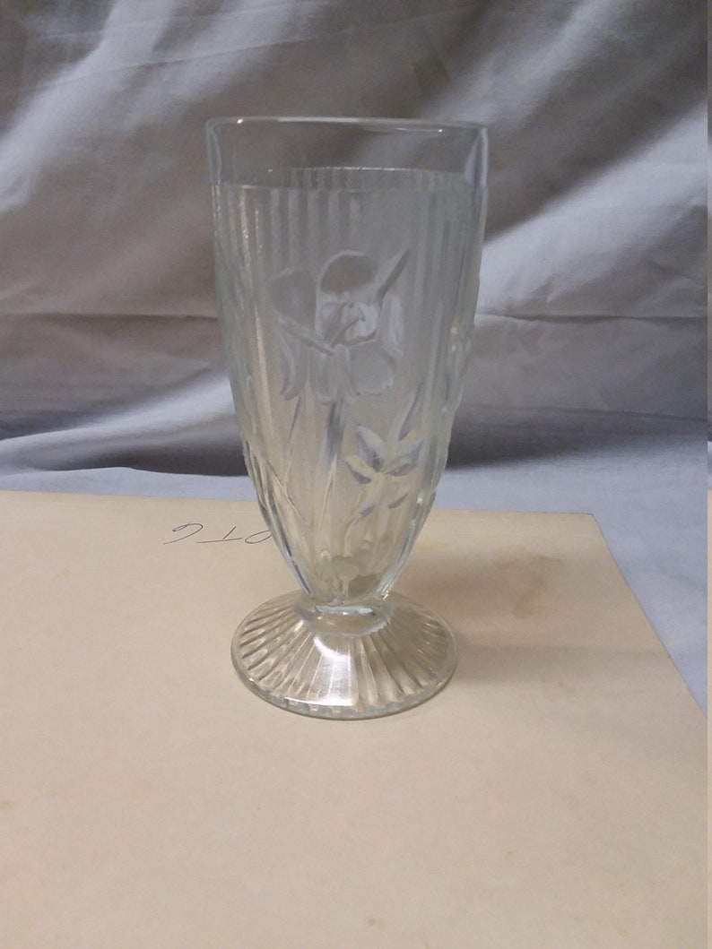 Crystal Iris Depression Glass 6 Footed Tumblercrystal Etsy