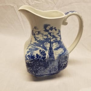 Staffordshire Liberty blue 8&quot; milk/water pitcher