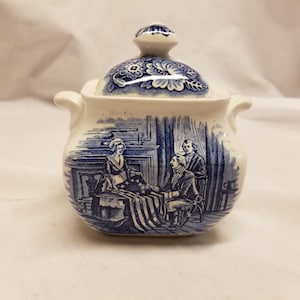 Staffordshire Liberty blue  sugar and cover