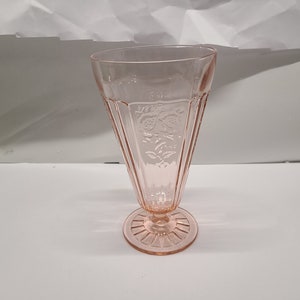Pink Mayfair open rose Depression glass 5 1/4&quot; ice tea tumbler.