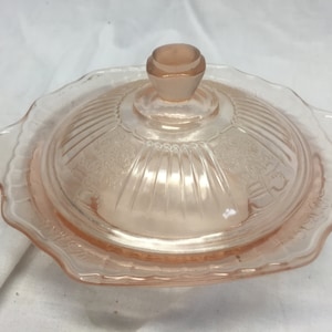 Pink mayfair open rose Depression glass Butter dish w/ cover