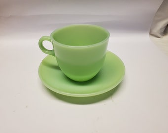 Fire king Jade ite St Denis Tea cup and saucer