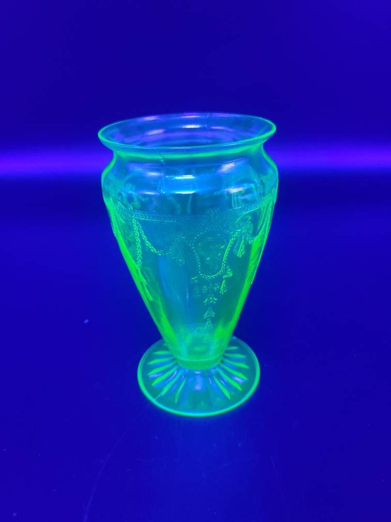 Green Cameo Depression Glass 5 3/4 Vase Very Rare. Etsy