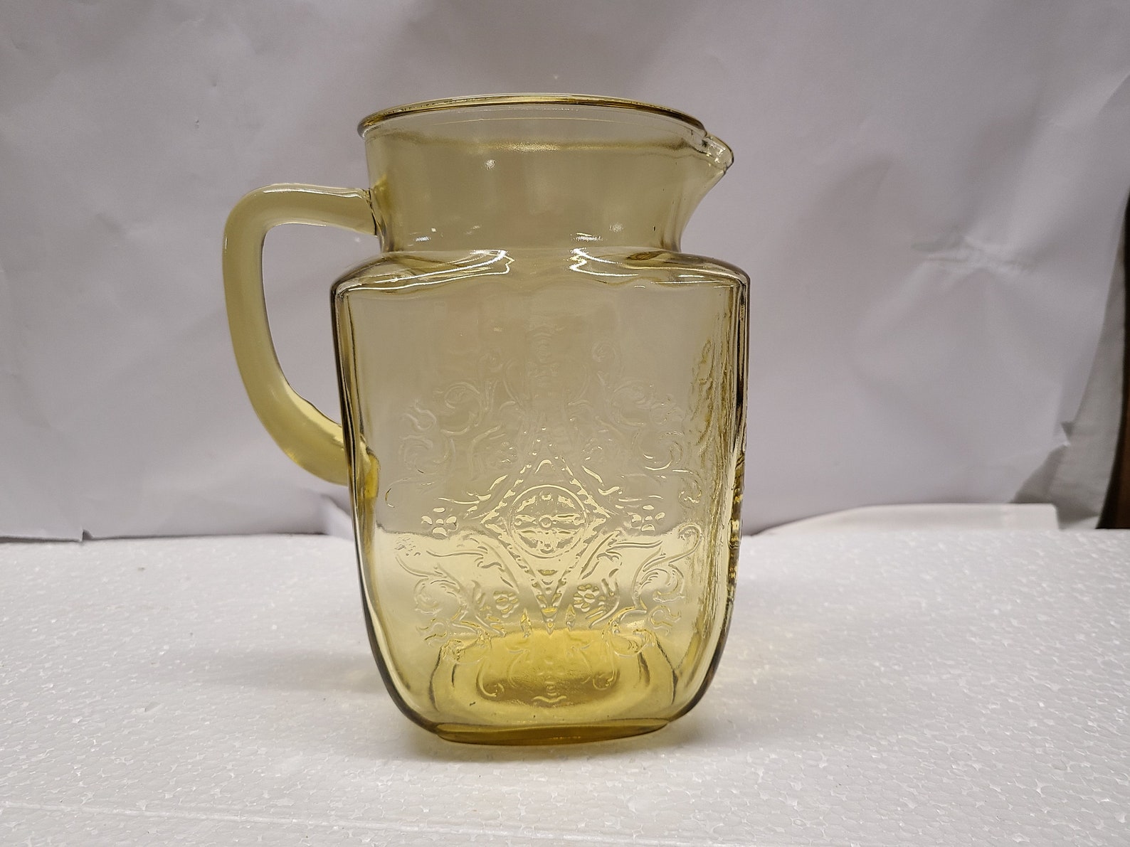 Amber Madrid Depression glass water pitcher 60oz 8 inch small Etsy