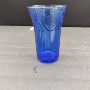 Colbalt Blue Royal Lace Tumbler 5&quot; by Hazel Atlas 1930s 1940s Blue Depression Glass Colbalt Vintage Glassware Rare Pattern