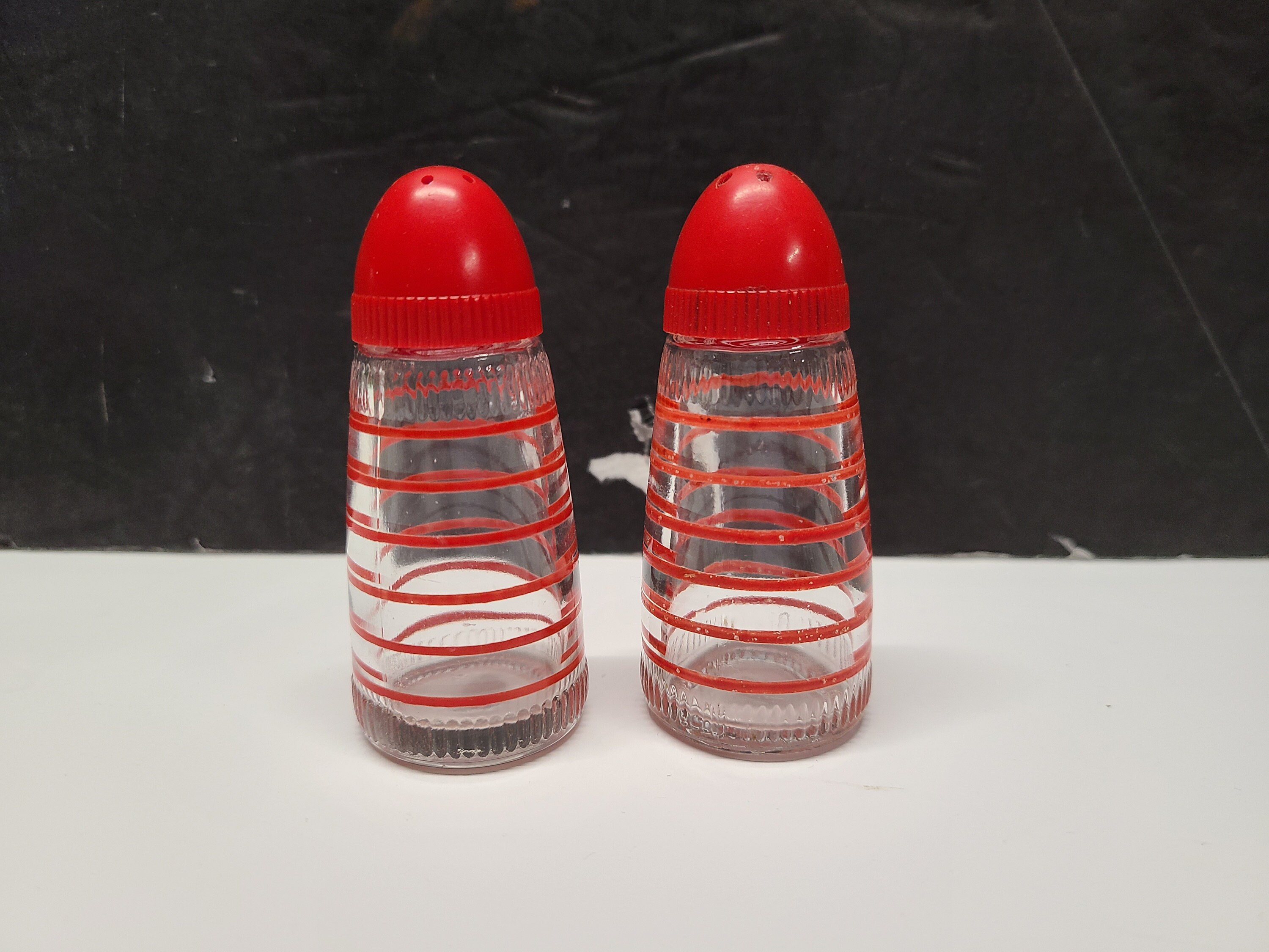 Vintage Mid Century Salt and Pepper Shakers Red Stripe - Etsy