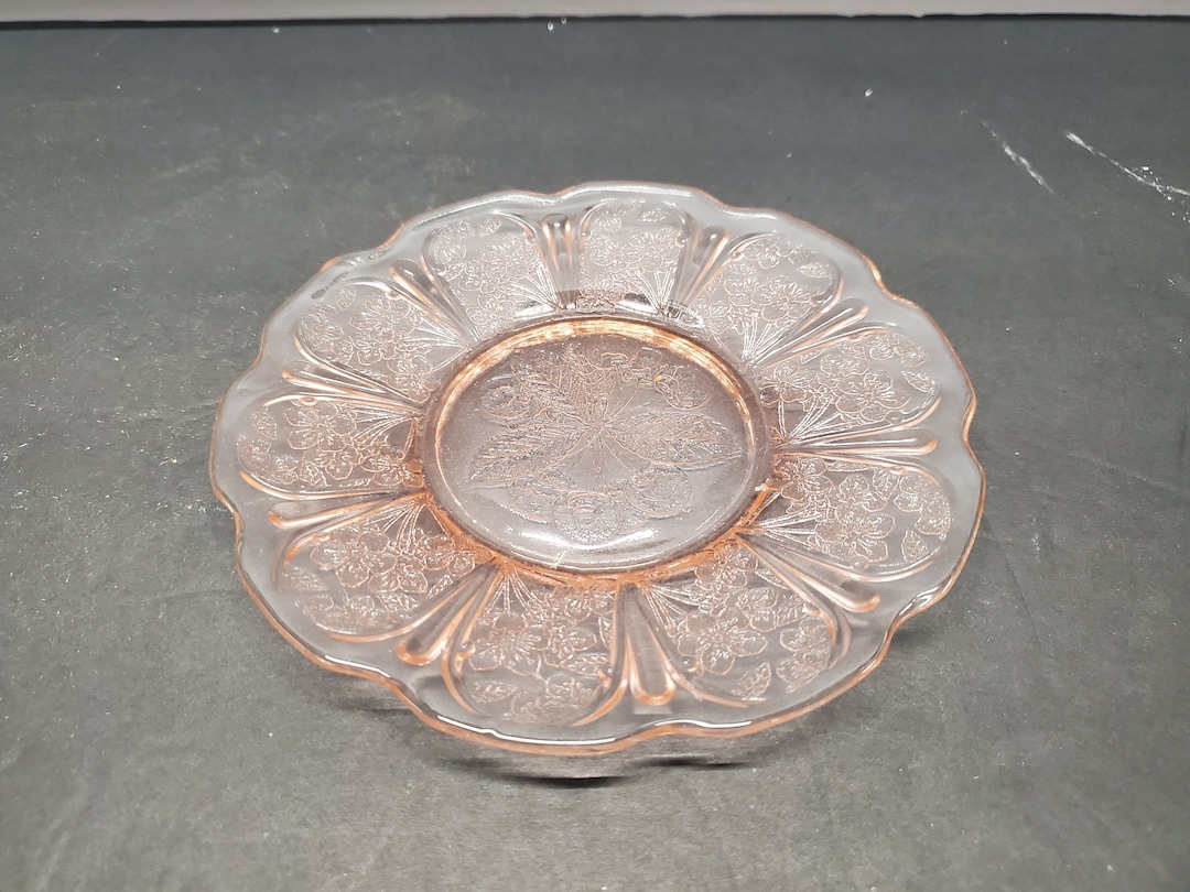 Pink Cherry Blossom Depression Glass 7 Salad Plate Etsy