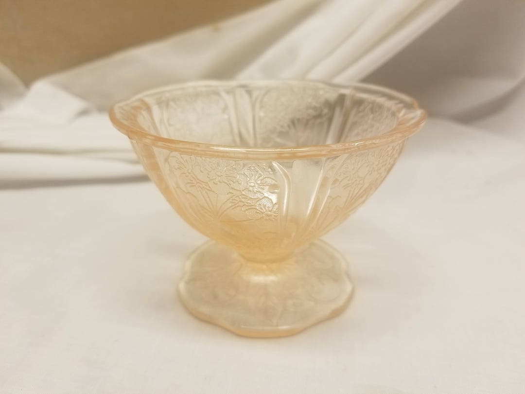 Pink Cherry Blossom Depression Glass Sherbet Etsy