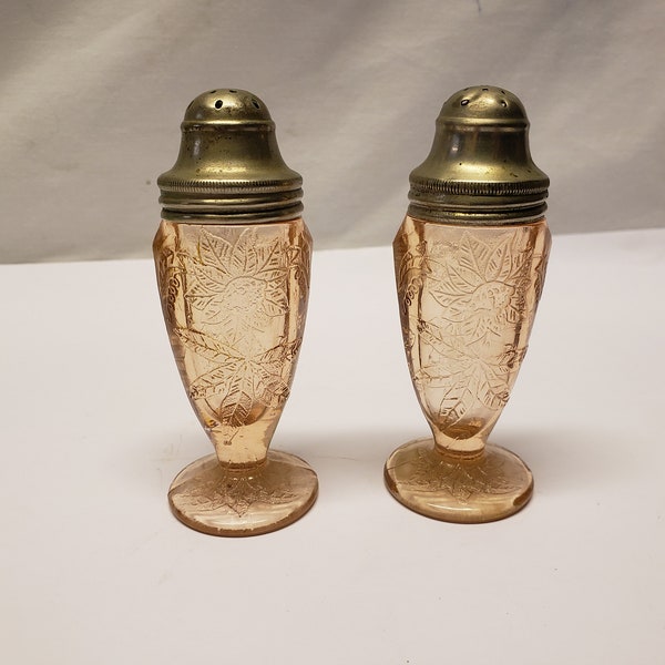 Pink Depression Glass Salt and Pepper Shakers Etsy