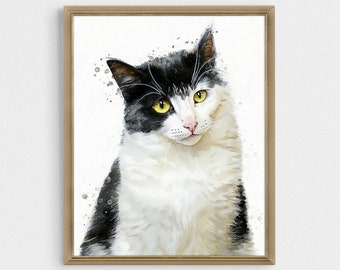 Digital Cat Portrait, Custom Pet Portrait, Pet Painting From Photo, Dog Portrait, Custom Dog Portrait, Cat Portrait, Cat Mom Memorial Gift