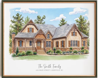 Custom Watercolor House Portrait: Personalized Home Painting, Realtor Gift