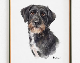 Custom Minimalist Pet Portrait, Modern Watercolor Dog Art, Personalized Digital Animal Print, Stylish Home Decor, Contemporary Puppy Sketch
