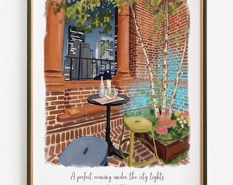 Where We Met Location Portrait, Custom Watercolor Sketch For Anniversary Gift Or Engagement, Our First Date Drawing