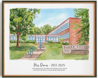 Custom Watercolor School Portrait Painting From Photo, Teacher Retirement Gift Or School Principal Gift, Art Commission From Photo