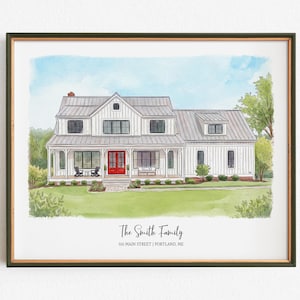 Watercolor House Custom, Custom Home Portrait Watercolor