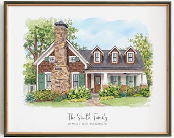 Home Portrait, Gift For New House, First Home Picture, Custom House Watercolor, Home Painting From Photo, 1st Anniversary Gift For Men