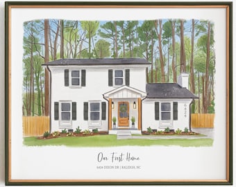 Custom Watercolor House Portrait: Closing Gift, Housewarming Art