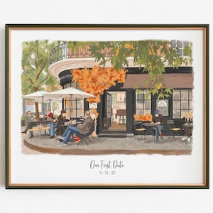 Custom Watercolor Portrait Prom Photo, Where We Met, Where It All Began, Proposal Location, Engagement or Wedding Gift, Custom Anniversary