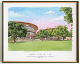 Custom Digital Watercolor Retirement Gift: Building or Business Portrait