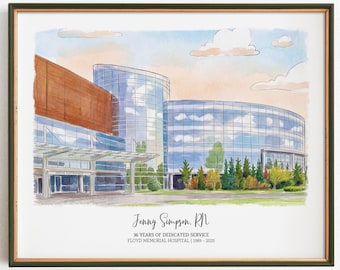 Personalized Nurse Retirement Watercolor Painting: Hospital Portrait Gift