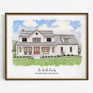 Watercolor House Custom, Custom Home Portrait Watercolor