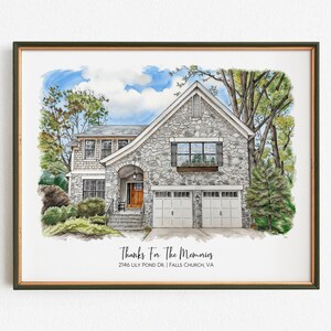 Housewarming Gift Home Watercolor Portrait From Photo, Realtor Closing Gift For Clients, Personalized House Drawing, Gift For Parents
