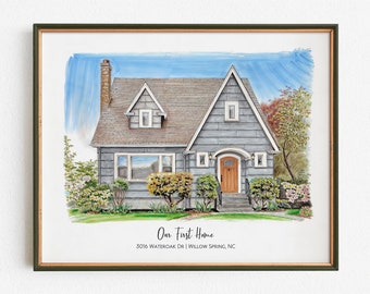 Custom House Portrait Watercolor Painting From Photo - Realtor Closing Gift For Sellers Or Buyers