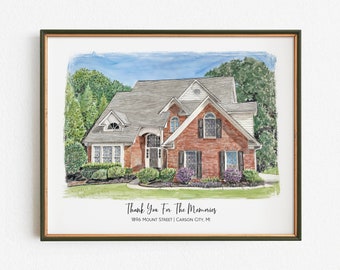 Custom House Portrait For Realtor Closing Gift, Housewarming Gift, First Home Gift Illustration, Watercolor Home Painting From Photo