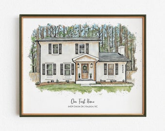 Watercolor House Custom House Painting, Custom House Portrait Watercolor Home, Watercolor House Print, Closing Gift For Sellers Or Buyers