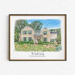 Custom Watercolor House Portrait, Realtor Closing Gift For Housewarming, Home Painting From Photo