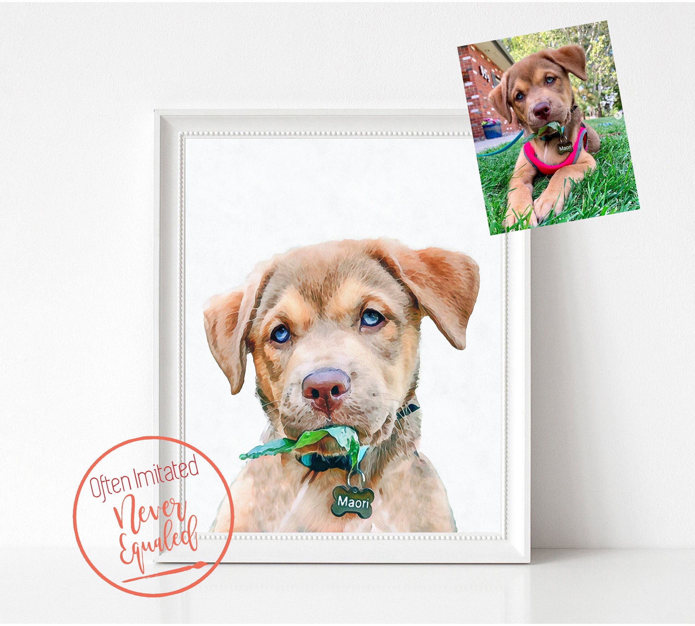 Pet Watercolor Portrait From Photo Custom Dog Wall Art Dog | Etsy