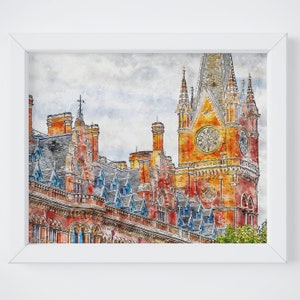 London Watercolor Art Print: St. Pancras Station (Digital Download)