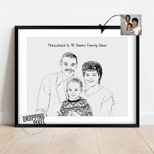 Family Portrait From Photo, Custom Drawing In Black And White, Family Illustration For Housewarming Gift, Personalized Sketch From Photo image 7