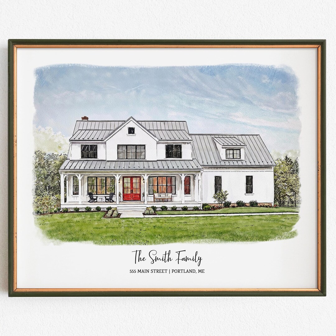 Water Color House, Custom Home Portrait, Portrait From Photo - Etsy