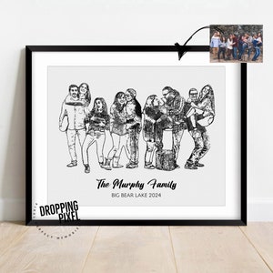 Custom Family Drawing From Photo, Family Portrait Illustration, Personalized Line Drawing Sketch Gift, Loved One Portrait image 7