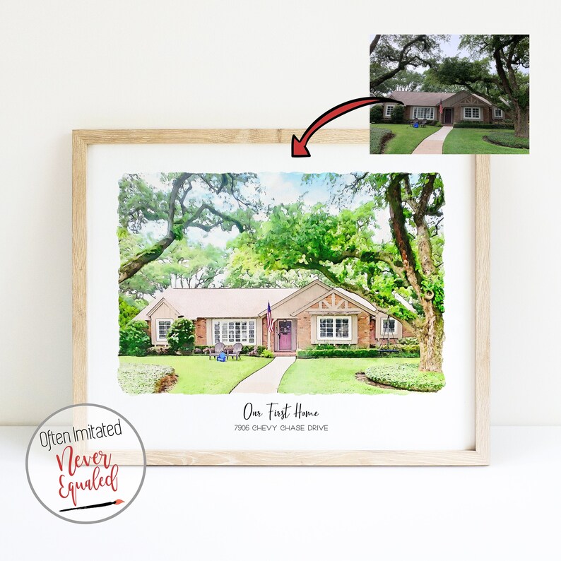 Watercolor House Custom Custom Home Portrait Watercolor Etsy