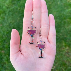 Wine earrings, holiday earrings