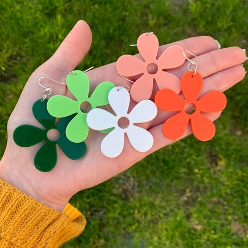 Colorful Lily Flower Earrings Cute Dangle Flower Earrings Etsy