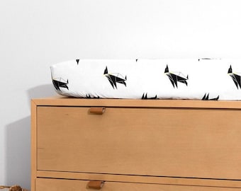 Black Origami Penguins - 100% Organic Cotton  Changing Pad Cover