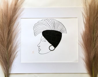 Abstract Art Print Up-cycled Leather Hair Wrap & Hoops