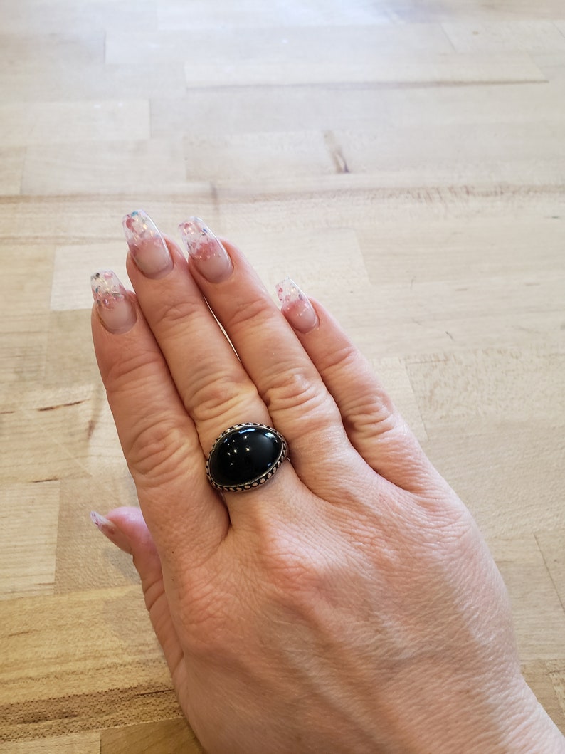 Super cool Black Onyx and Sterling Silver ring size 9
