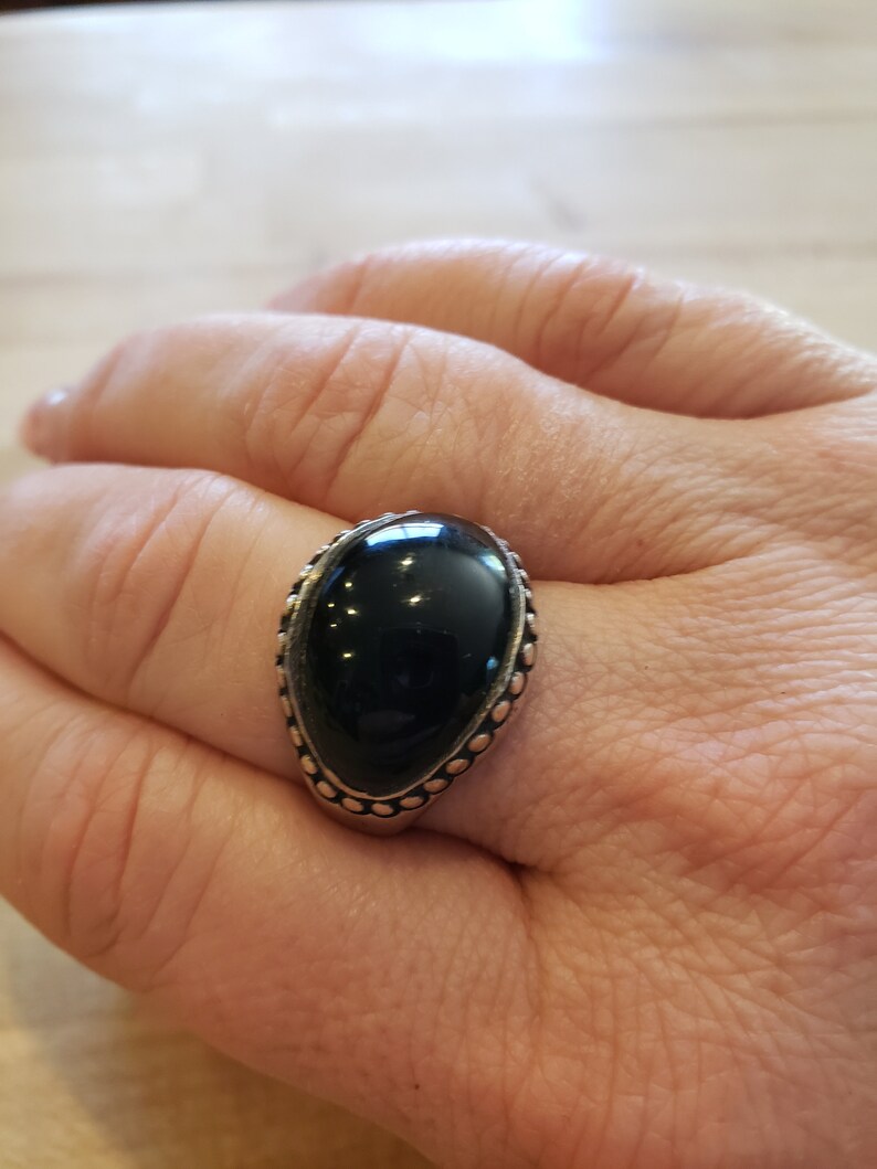 Super cool Black Onyx and Sterling Silver ring size 9