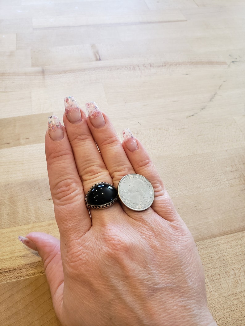 Super cool Black Onyx and Sterling Silver ring size 9