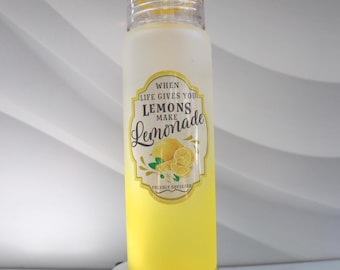 17oz Frosted Water Bottle | Frosted Ombre Gradient Glass Tumbler | Glass Water Bottle | If Life Gives You... Lemons, Limes, Peaches, Oranges