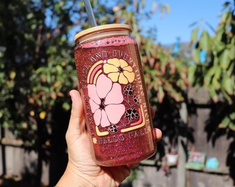 16oz Fairy Dust Snowglobe Tumbler – Fairy Dust Swirling Glitter Glass, Perfect Gift for Her | Iridescent Glass for Coffee, Smoothies, Gifts