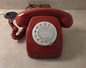 1970s Red Rotary Desk Telephone PMG Australia