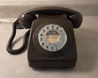 1970s British Telecom Rotary Desk Telephone Brown GPO