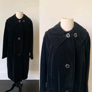 Vintage Velvet Black Coat 1950s 50s Mid Century Mod Black - Etsy