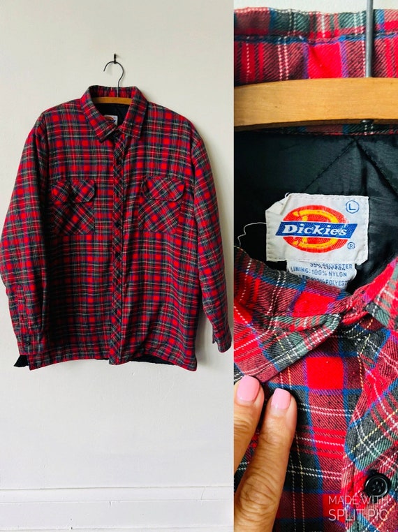 Vintage Dickies Puffer Flannel Quilted Shirt 90’s 