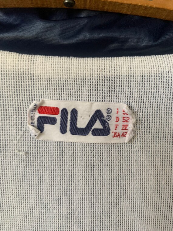 Vintage Fila Shiny Navy Blue Bomber Jacket with H… - image 10